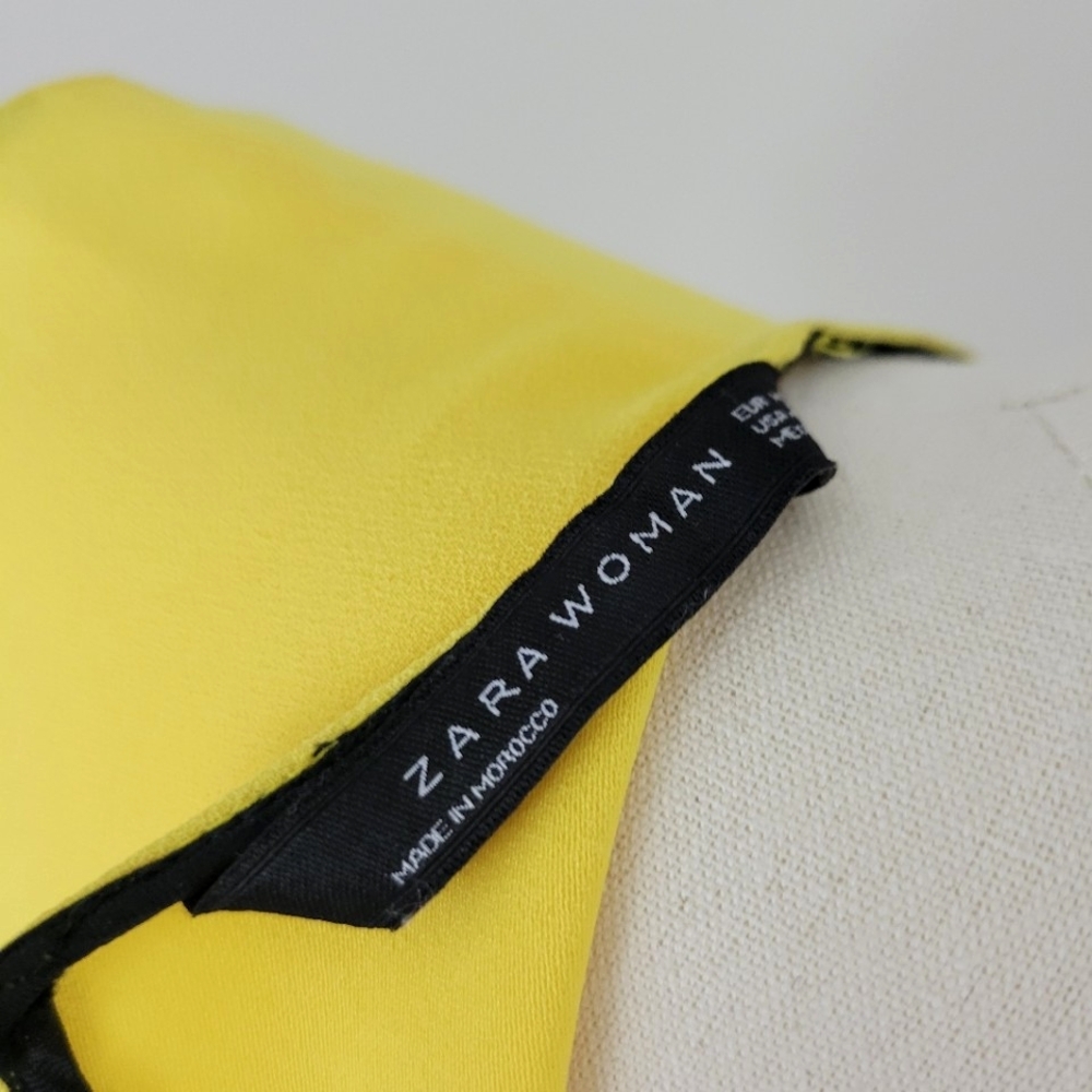 Zara Woman Sleeveless Asynnetric Yellow Crew Neck Top - Picture 7 of 9